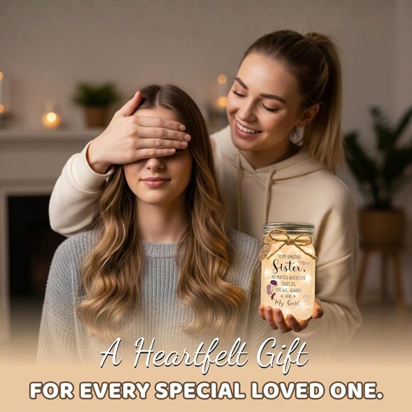 Mason Jar Night Light Sentimental Decorative Lamp Warm Led Fairy Lights Gifts - Picture 8 of 9